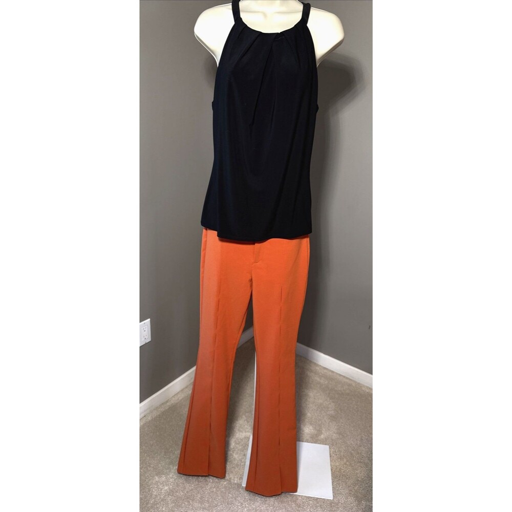 Zara Orange Pants 28x33 SZ M orange slacks front slit hem Flare cutouts